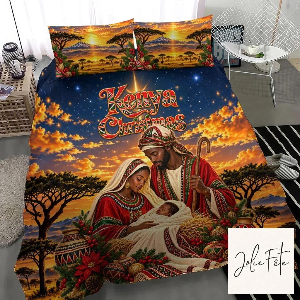 Kenya Christmas African Holy Family Nativity Scene Bedding Set 11 Kenya Christmas African Holy Family Nativity Scene Bedding Set