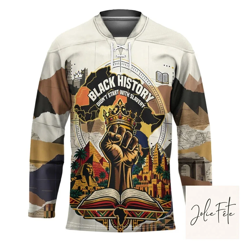 Black History Didn't Start With Slavery African Heritage Hockey Jersey