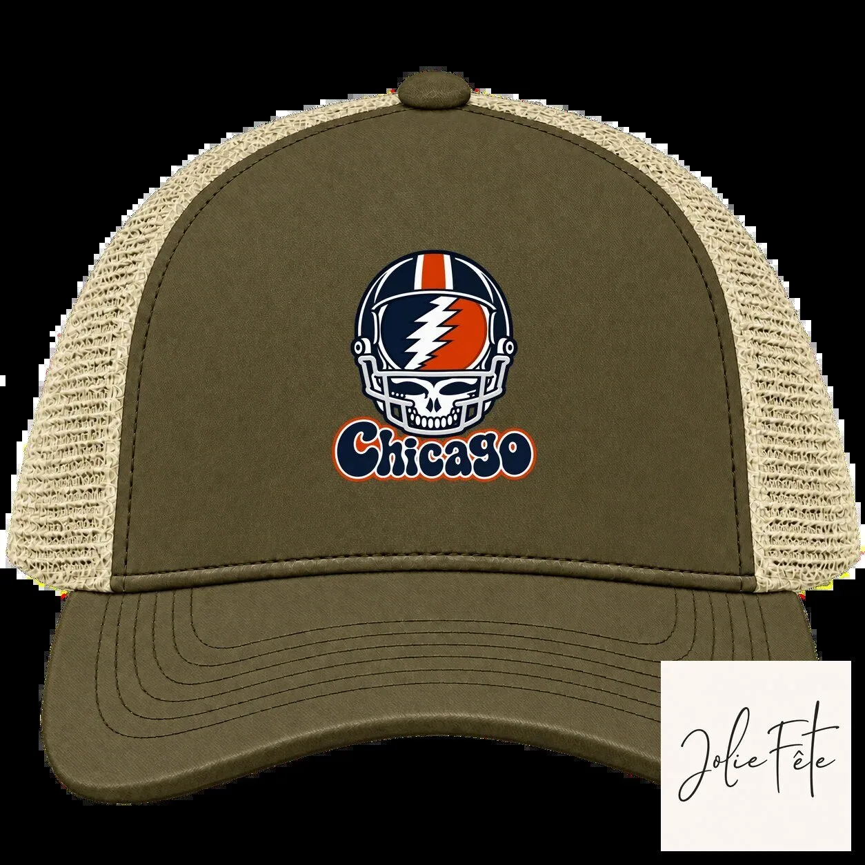 Grateful Dead Chicago Bears Stealie Skull Helmet Trucker Hat