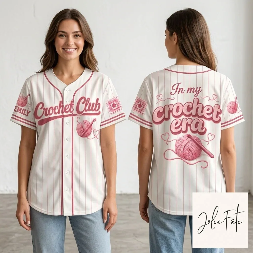 Personalized Crochet Club Baseball Jersey for Crafters In My Crochet Era Gift