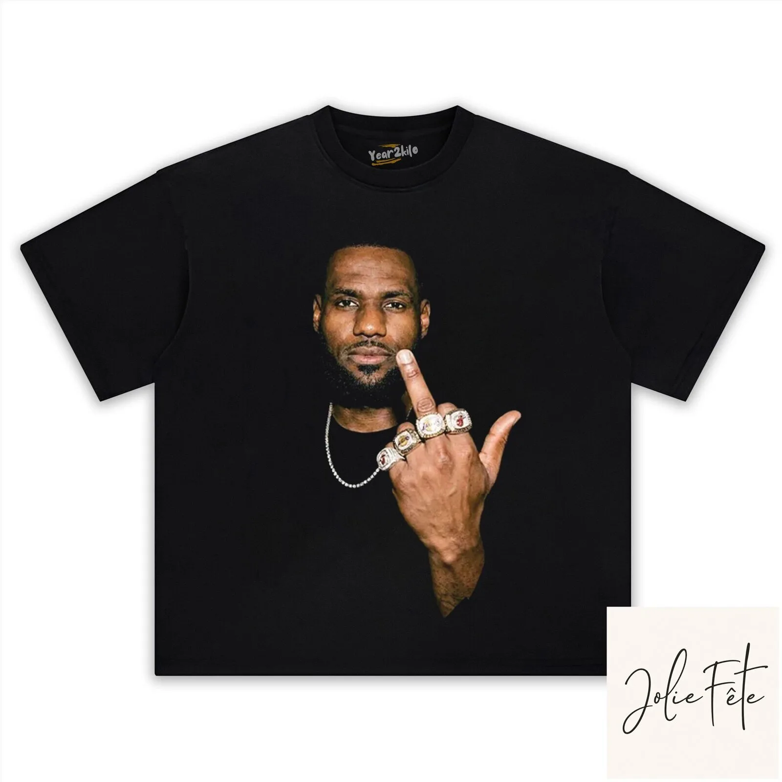 LeBron James Iconic Rings Celebration Basketball Fan Black T-Shirt