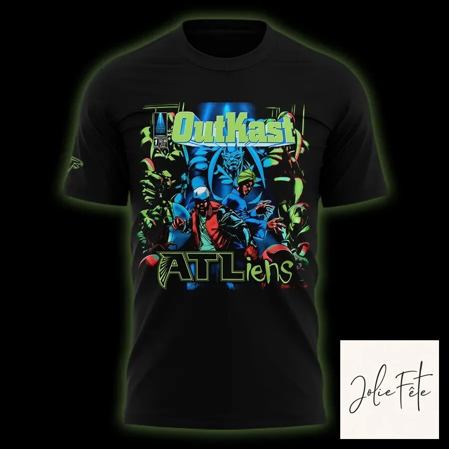 Outkast ATLiens Album Cover Art 30th Anniversary Black Graphic T-Shirt 9 Outkast ATLiens Album Cover Art 30th Anniversary Black Graphic T-Shirt