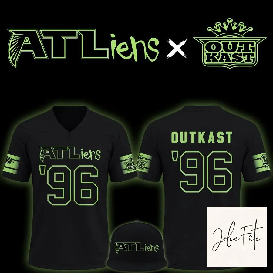 Black Football Jersey for Outkast’s 1996 Album Anniversary - ATLiens 8 Black Football Jersey for Outkast’s 1996 Album Anniversary - ATLiens