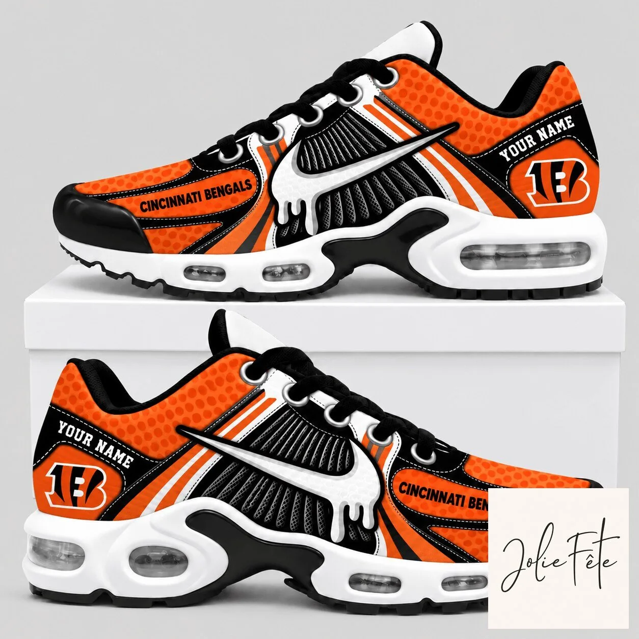 Cincinnati Bengals Personalized Drip Air Cushion Sneakers